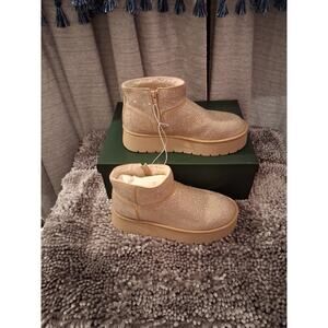 Wild fable platform ankle boot sparkle rhinestone  faux fur sz 9 women's nib